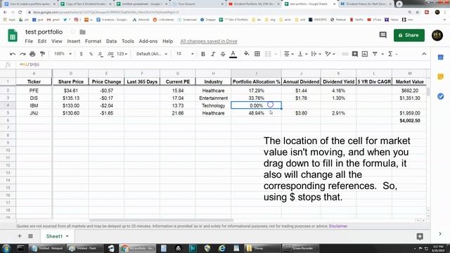 How To Create a Simple Dividend Stock Portfolio Tracking Spreadsheet From Scratch Using Google Pt 1 смотреть онлайн