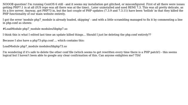 Centos6... PHP73x provisioning/configuration woes - anyone know why? смотреть онлайн