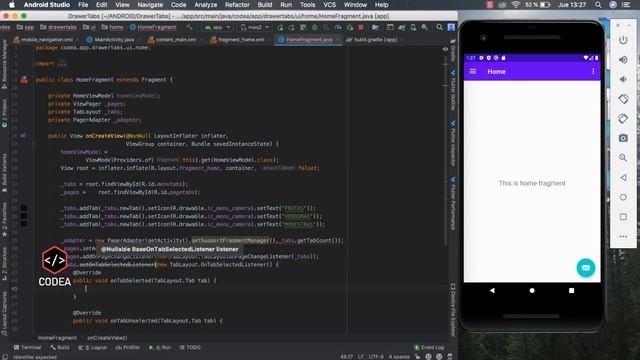 Menu Drawer con TabLayouts y ViewPage en Android Implementación смотреть онлайн