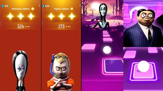 Wednesday VS Pagsley VS Morticia VS Gomez -The Addams Family- Tiles Hop: EDM Rush! смотреть онлайн