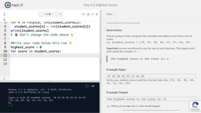 Day 5 - 52-Interactive Coding Exercise High Score смотреть онлайн