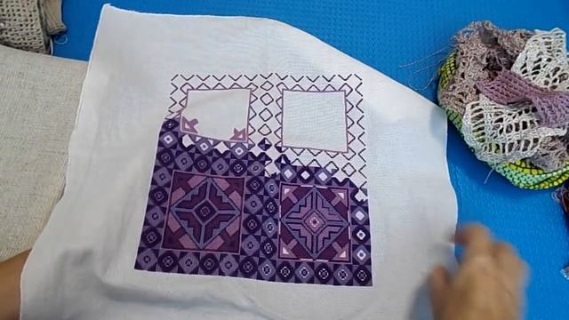 Мини МК по вышивке на филейной сетке. Шарф и 