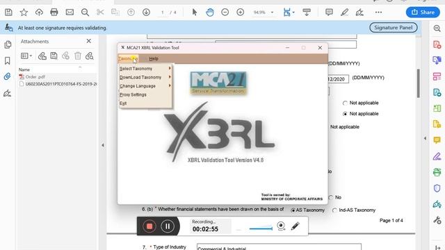 MCA XBRL TOOL Validation Process II Convert XBRL Instance File to PDF II смотреть онлайн