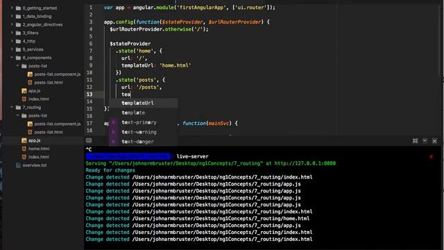 AngularJS 1.6.x Tutorial - 8 - Routing (ui-router) смотреть онлайн