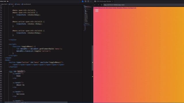 How to create a Responsive Menu Bar with Hamburger Menu using HTML CSS & JavaScript | Geekboots смотреть онлайн