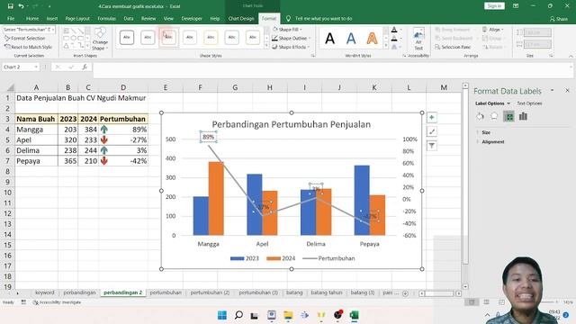 Grafik Persentase Perbandingan Penjualan di Excel 3 Variabel смотреть онлайн