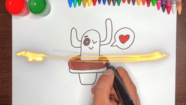 how to draw a cactus step by step easy | как нарисовать кактус пошагово и легко смотреть онлайн