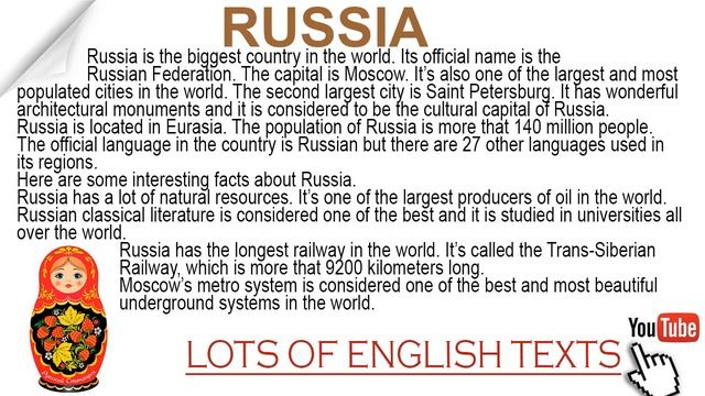 Russia | Lots of English Texts with Audio смотреть онлайн
