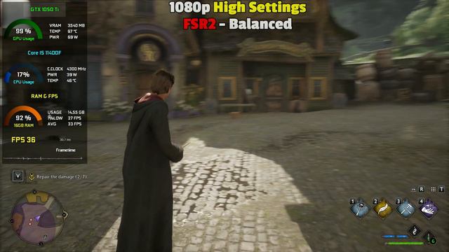 Hogwarts Legacy : GTX 1050Ti + I5 11400F - 1080p All Settings + FSR2 (Outside Castle) смотреть онлайн