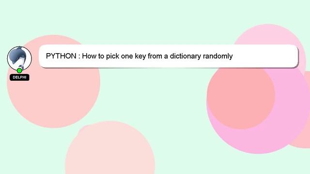 PYTHON : How to pick one key from a dictionary randomly смотреть онлайн