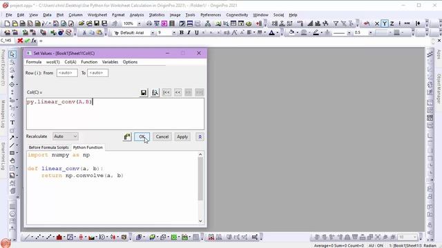 Use Python for Worksheet Calculation in Origin 2021 смотреть онлайн
