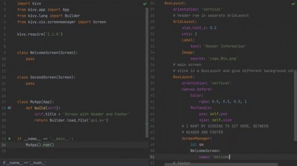 Python Kivy GUI - Screen with Header and Footer - screen within a screen in Python - Tutorial part