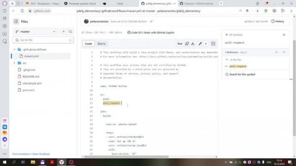 GitHub Action Основные настройки для Maven + Java