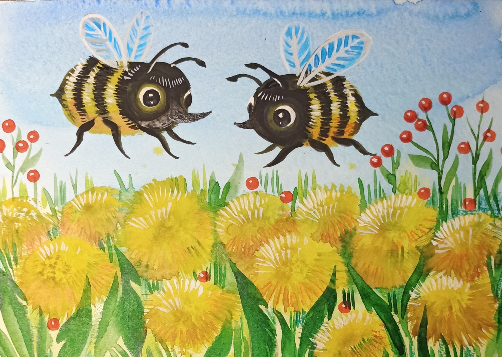 Две пчелки-подружки над лугом. смотреть онлайн