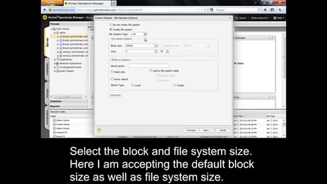 Veritas Operations Manager 6 0 Create volume and file system Create V... смотреть онлайн