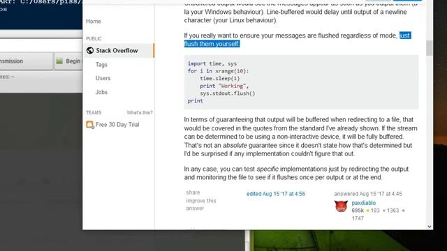 Python - the difference in how stdout is buffered on Windows and on Linux when written to console смотреть онлайн