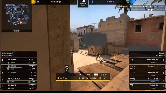 Fluxile vs HS Koege final map Mirage BO3 TC-League season 2 Playoffs 3rd-4th final смотреть онлайн