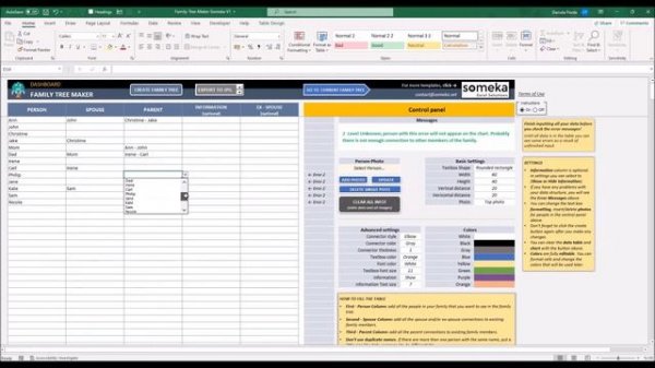 Family Tree Maker | Excel Family Tree Template with Photos | Family Chart