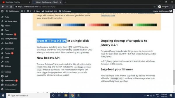 WordPress 5.7 Update (One Click HTTP To HTTPS) Must Watch To Know How To Update WordPress Safely ?