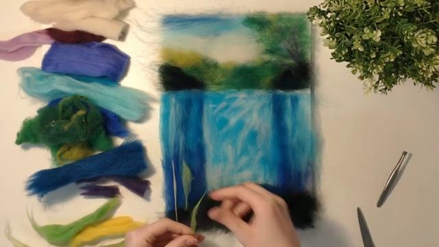Рисуем шерстью. Летний Пейзаж. смотреть онлайн