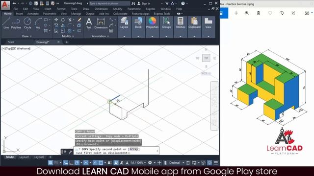 Isometric Drawing In AutoCAD for Beginners Exercise 4 ( हिन्दी में ) смотреть онлайн