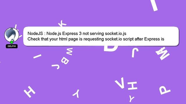 NodeJS : Node.js Express 3 not serving socket.io.js смотреть онлайн