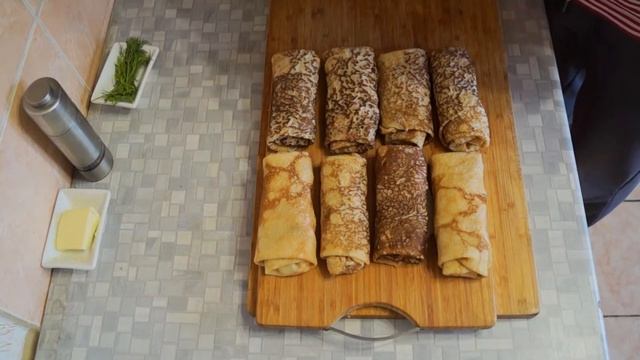 Блины фаршированные ветчиной и сыром. Готовим блины впрок, а два подаем к столу! смотреть онлайн