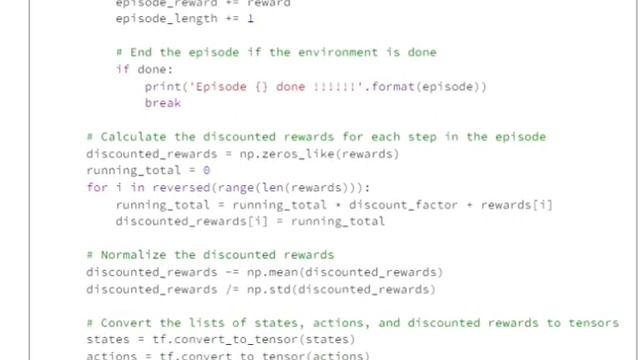 Training OpenAI gym environment using REINFORCE algorithm in reinforcement learning using tensorflo смотреть онлайн