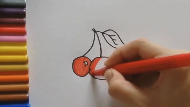 Как нарисовать ЧЕРЕШНЮ / How to draw a cherry смотреть онлайн