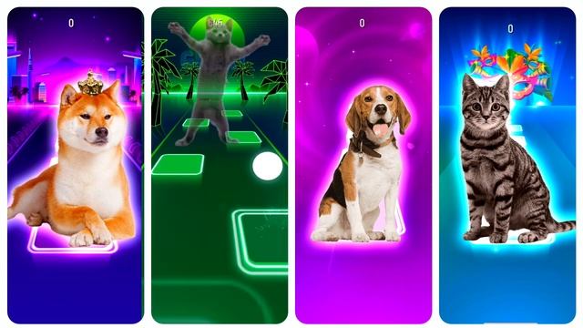 YOO TOP! Funny Doge Vs Sweet Cat Vs Happy Dog Vs Cute Kitty In Tiles Hop EDM Rush! смотреть онлайн