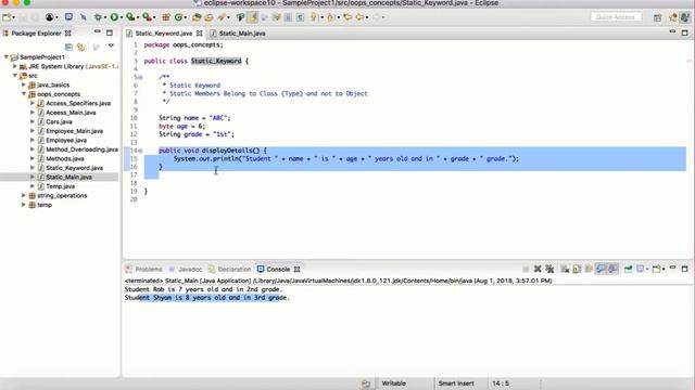 Session 8: Static Keyword in Java | Object Oriented Programming Series | OOPS смотреть онлайн