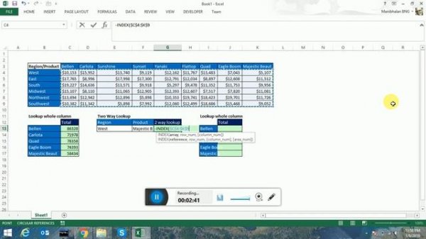 Excel Index function