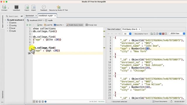 MongoDB Studio 3T Tutorial: Filtering Documents Based on Conditions and Criteria смотреть онлайн