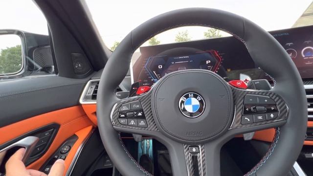 New 2023 BMW M3 Competition RWD 4D, Brooklyn Grey Metallic, Kyalami Orange/Black Full Merino Leathe