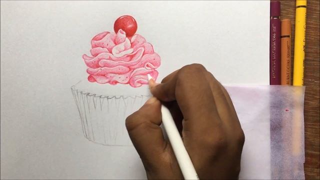 Cup cake drawing in color pencil | realistic cake drawing | still life drawing смотреть онлайн