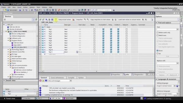 OPC UA - Конфигурация и отладка OPC UA Server на базе эмулятора S7-1500 PLCSim Adv.