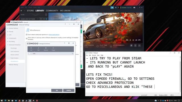 FIX FORZA HORIZON 4 (STEAM) CANNOT LAUNCH with COMODO FIREWALL INSTALLED смотреть онлайн