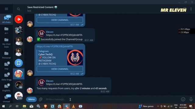Save Restricted Contents from Any Telegram Channel & Groups || MR Eleven MR11 смотреть онлайн