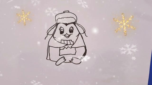 Пингвин,Зима,Север,Холод,Рисунок пингвина,Пингвин с шоколадкой,простые рисунки. смотреть онлайн