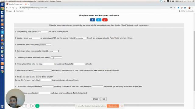 Simple Present and Present Continuous Exercise смотреть онлайн