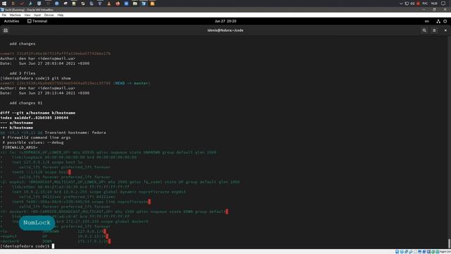 Проверяем изменения в последнем коммите Git на Fedora 34 смотреть онлайн