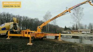 Совместная работа бетононасоса Atabey Scorpion и бетоносмесителя с самозагрузкой CARMIX