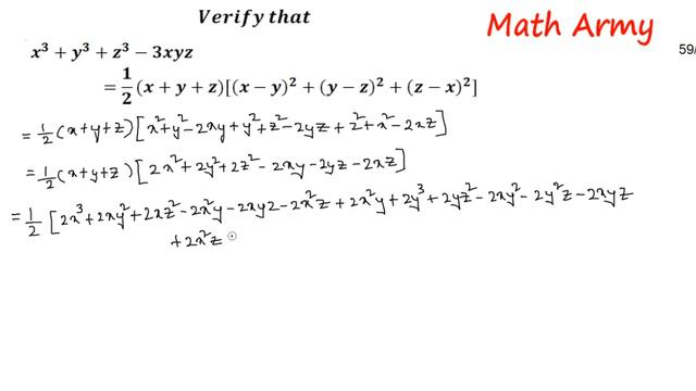 Verify that x^3+y^3+z^3-3xyz=1/2(x+y+z)[(x-y)^2+(y-z)^2+(z-x)^2] смотреть онлайн