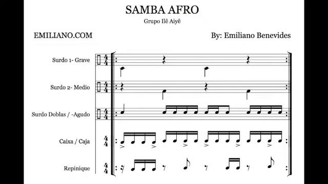 Play Along Afro Samba 66 BPM - Audio recorded with the group Percuta CarneVale. смотреть онлайн