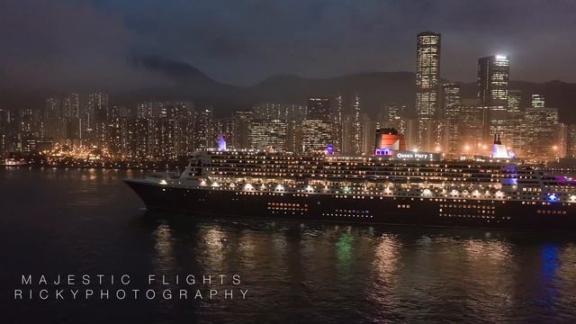 Hong Kong China Night Drone Hyperlapse - Timelapse in 4K© смотреть онлайн