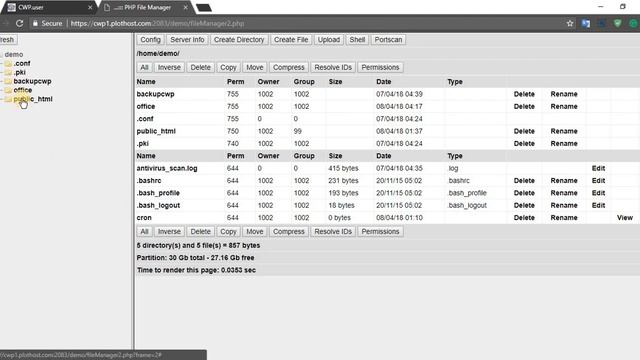 User File Manager - CWP смотреть онлайн