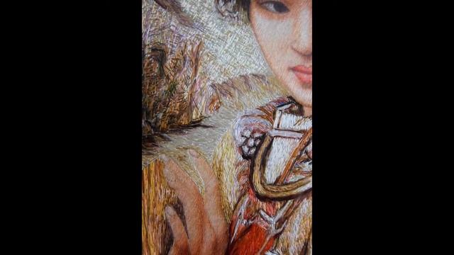 Ручная вышивка, гладь шелком по шелку