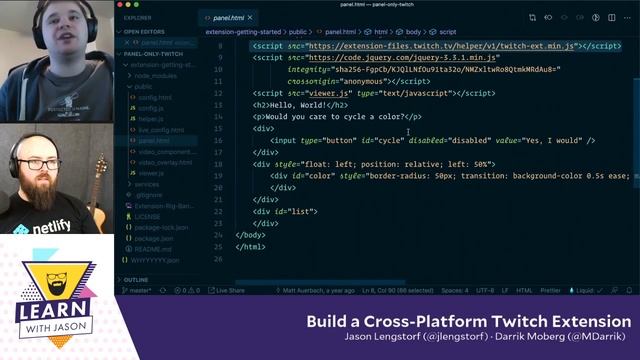 Build a Cross-Platform Twitch Extension pt. 2 (with Darrik Moberg) — Learn With Jason смотреть онлайн