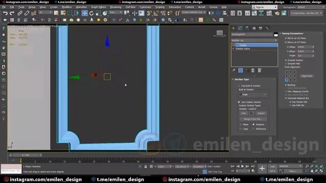 011 Editable spline модификатор sweep моделирование фасада двери потолочного карниза.... смотреть онлайн