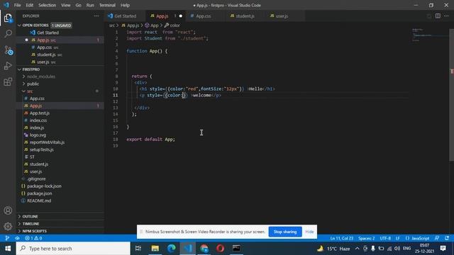 Styling Component Inline Style in React JS (Hindi) смотреть онлайн
